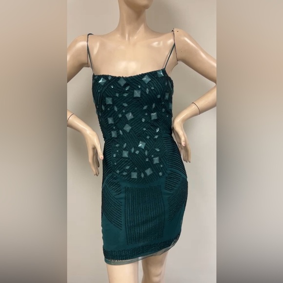 Adrianna papell beaded lace up back sleeveless party dress - Picture 4 of 9